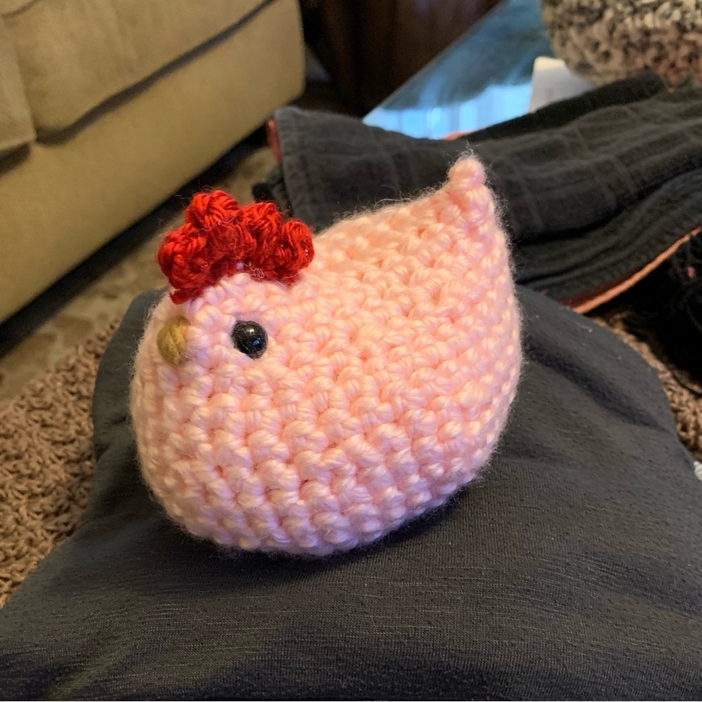 Handmade Pink Crochet Chicken